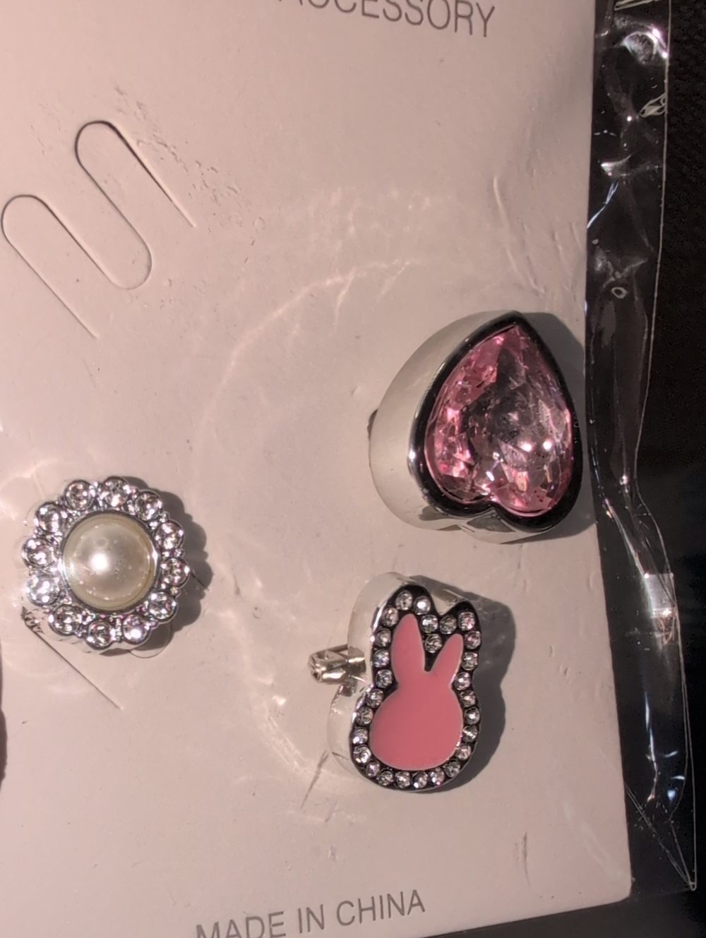 Pink Heart, Bunny And Pearl Brooches Set By Ellas